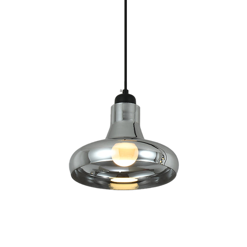 Industrial Cone/Saucer Hanging Lamp 1 Light Smoke Gray Glass Pendant Lighting Fixture for Bedroom Clearhalo 'Ceiling Lights' 'Glass shade' 'Glass' 'Industrial Pendants' 'Industrial' 'Middle Century Pendants' 'Pendant Lights' 'Pendants' 'Tiffany' Lighting' 1454724
