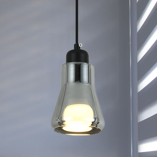 Industrial Cone/Saucer Hanging Lamp 1 Light Smoke Gray Glass Pendant Lighting Fixture for Bedroom Clearhalo 'Ceiling Lights' 'Glass shade' 'Glass' 'Industrial Pendants' 'Industrial' 'Middle Century Pendants' 'Pendant Lights' 'Pendants' 'Tiffany' Lighting' 1454726