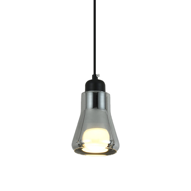 Industrial Cone/Saucer Hanging Lamp 1 Light Smoke Gray Glass Pendant Lighting Fixture for Bedroom Clearhalo 'Ceiling Lights' 'Glass shade' 'Glass' 'Industrial Pendants' 'Industrial' 'Middle Century Pendants' 'Pendant Lights' 'Pendants' 'Tiffany' Lighting' 1454729