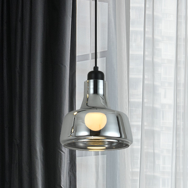 Industrial Cone/Saucer Hanging Lamp 1 Light Smoke Gray Glass Pendant Lighting Fixture for Bedroom Smoke Gray B Clearhalo 'Ceiling Lights' 'Glass shade' 'Glass' 'Industrial Pendants' 'Industrial' 'Middle Century Pendants' 'Pendant Lights' 'Pendants' 'Tiffany' Lighting' 1454737