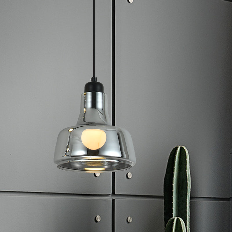 Industrial Cone/Saucer Hanging Lamp 1 Light Smoke Gray Glass Pendant Lighting Fixture for Bedroom Clearhalo 'Ceiling Lights' 'Glass shade' 'Glass' 'Industrial Pendants' 'Industrial' 'Middle Century Pendants' 'Pendant Lights' 'Pendants' 'Tiffany' Lighting' 1454738