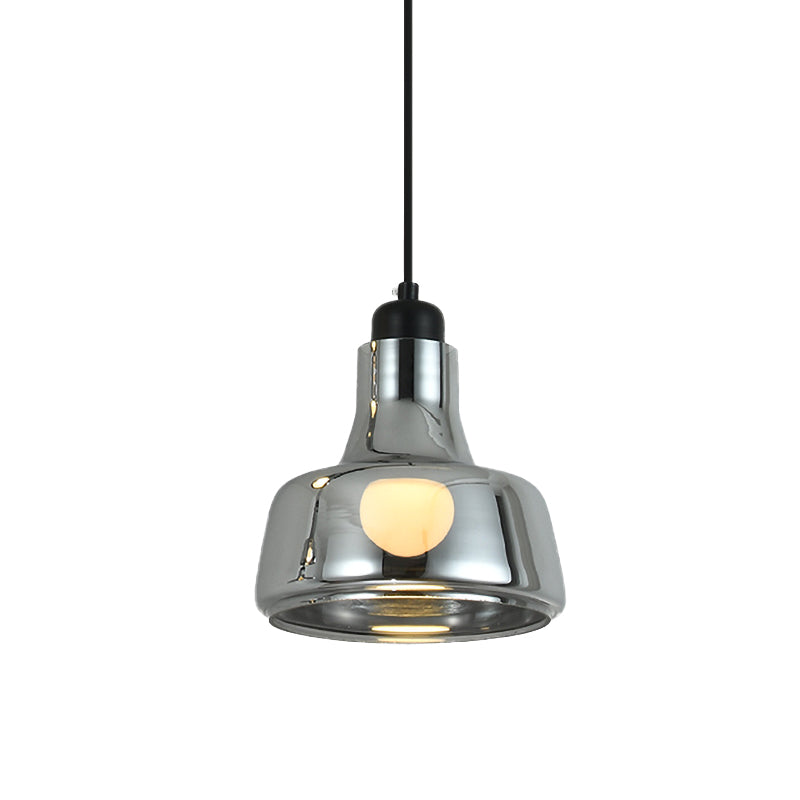 Industrial Cone/Saucer Hanging Lamp 1 Light Smoke Gray Glass Pendant Lighting Fixture for Bedroom Clearhalo 'Ceiling Lights' 'Glass shade' 'Glass' 'Industrial Pendants' 'Industrial' 'Middle Century Pendants' 'Pendant Lights' 'Pendants' 'Tiffany' Lighting' 1454739