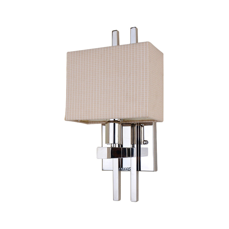 LED Rectangle Wall Mounted Lighting Modernism Fabric Sconce Light in Beige for Bedroom Clearhalo 'Modern wall lights' 'Modern' 'Wall Lamps & Sconces' 'Wall Lights' Lighting' 145474