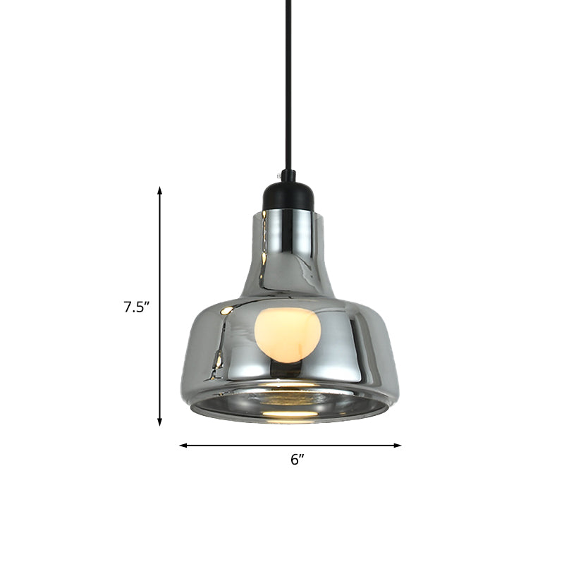 Industrial Cone/Saucer Hanging Lamp 1 Light Smoke Gray Glass Pendant Lighting Fixture for Bedroom Clearhalo 'Ceiling Lights' 'Glass shade' 'Glass' 'Industrial Pendants' 'Industrial' 'Middle Century Pendants' 'Pendant Lights' 'Pendants' 'Tiffany' Lighting' 1454740
