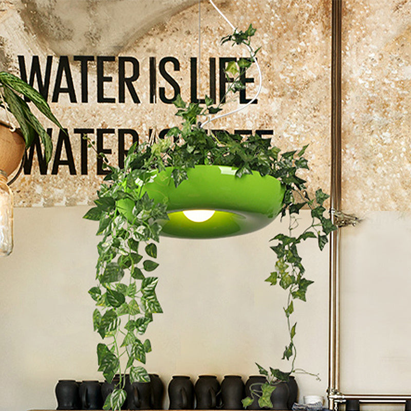 Aluminium Bowl Pendant Ceiling Light Industrial 1 Bulb Restaurant Plant Hanging Lamp in Black/White/Green Clearhalo 'Ceiling Lights' 'Pendant Lights' 'Pendants' Lighting' 1454743