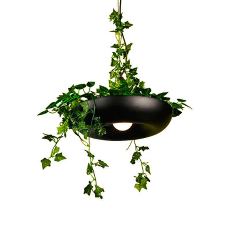 Aluminium Bowl Pendant Ceiling Light Industrial 1 Bulb Restaurant Plant Hanging Lamp in Black/White/Green Clearhalo 'Ceiling Lights' 'Pendant Lights' 'Pendants' Lighting' 1454753