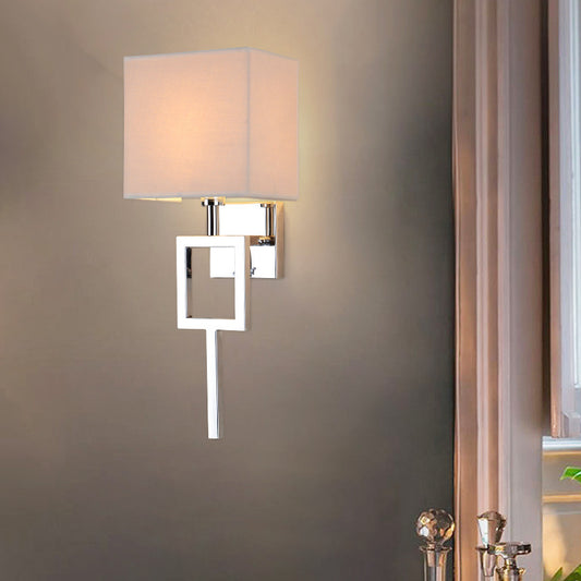 Contemporary Square Sconce Light Fixture Fabric LED Wall Sconce Lighting in Beige for Bedroom Beige Clearhalo 'Modern wall lights' 'Modern' 'Wall Lamps & Sconces' 'Wall Lights' Lighting' 145477