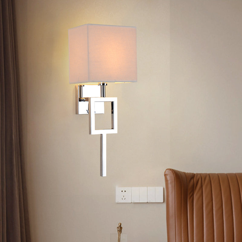 Contemporary Square Sconce Light Fixture Fabric LED Wall Sconce Lighting in Beige for Bedroom Clearhalo 'Modern wall lights' 'Modern' 'Wall Lamps & Sconces' 'Wall Lights' Lighting' 145478