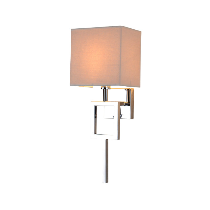 Contemporary Square Sconce Light Fixture Fabric LED Wall Sconce Lighting in Beige for Bedroom Clearhalo 'Modern wall lights' 'Modern' 'Wall Lamps & Sconces' 'Wall Lights' Lighting' 145480