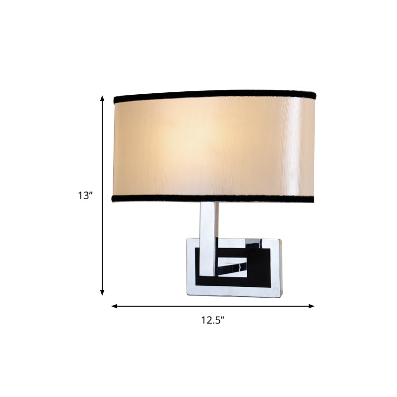 Oval Wall Light Sconce Modernism Fabric LED Sconce Lighting in Chrome for Bedside Clearhalo 'Modern wall lights' 'Modern' 'Wall Lamps & Sconces' 'Wall Lights' Lighting' 145487