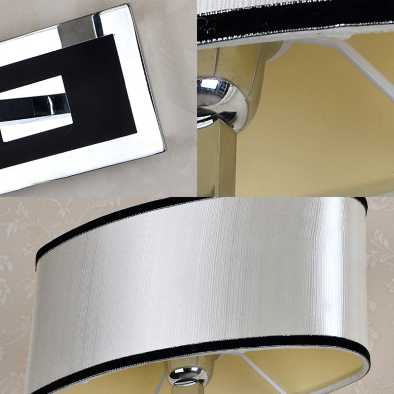 Oval Wall Light Sconce Modernism Fabric LED Sconce Lighting in Chrome for Bedside Clearhalo 'Modern wall lights' 'Modern' 'Wall Lamps & Sconces' 'Wall Lights' Lighting' 145488