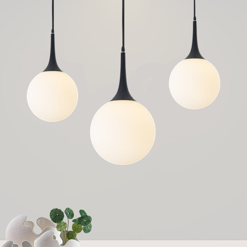 6"/10" Dia Raindrop Pendant Lamp Modern Opal Glass 1 Bulb Dining Table Hanging Light in Black with Venting Hole Black Clearhalo 'Ceiling Lights' 'Close To Ceiling Lights' 'Glass shade' 'Glass' 'Modern Pendants' 'Modern' 'Pendant Lights' 'Pendants' Lighting' 1454886