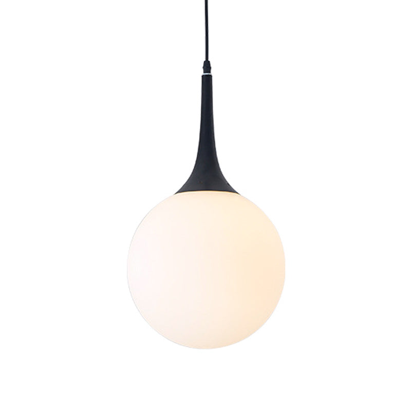 6"/10" Dia Raindrop Pendant Lamp Modern Opal Glass 1 Bulb Dining Table Hanging Light in Black with Venting Hole Clearhalo 'Ceiling Lights' 'Close To Ceiling Lights' 'Glass shade' 'Glass' 'Modern Pendants' 'Modern' 'Pendant Lights' 'Pendants' Lighting' 1454889