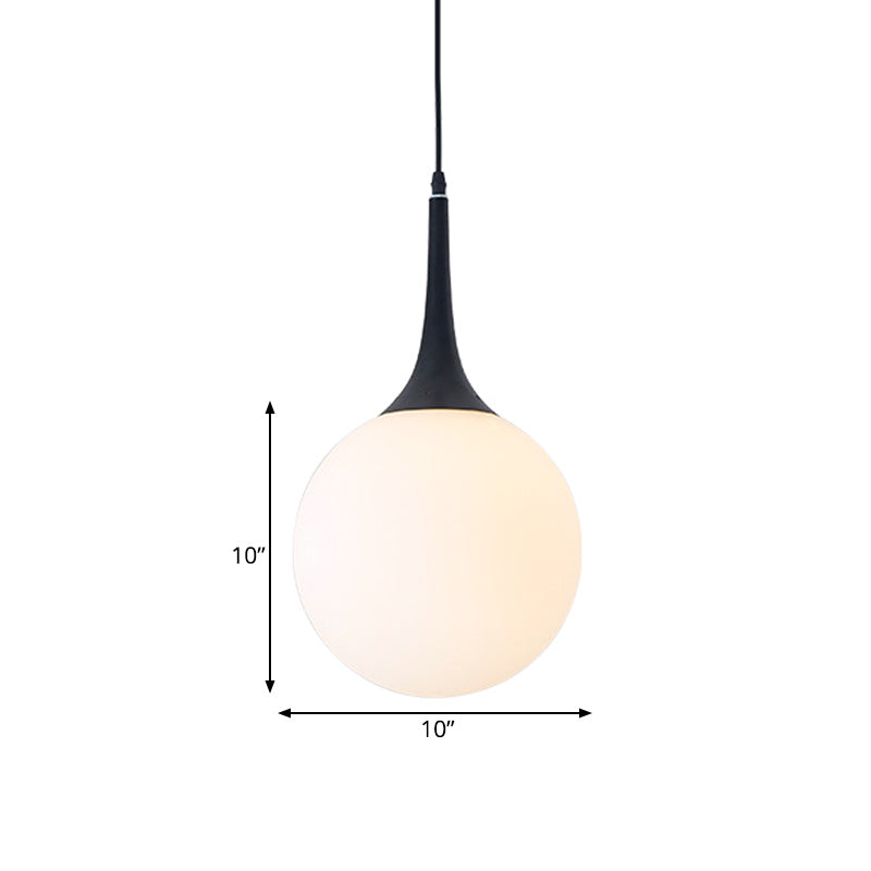 6"/10" Dia Raindrop Pendant Lamp Modern Opal Glass 1 Bulb Dining Table Hanging Light in Black with Venting Hole Clearhalo 'Ceiling Lights' 'Close To Ceiling Lights' 'Glass shade' 'Glass' 'Modern Pendants' 'Modern' 'Pendant Lights' 'Pendants' Lighting' 1454891