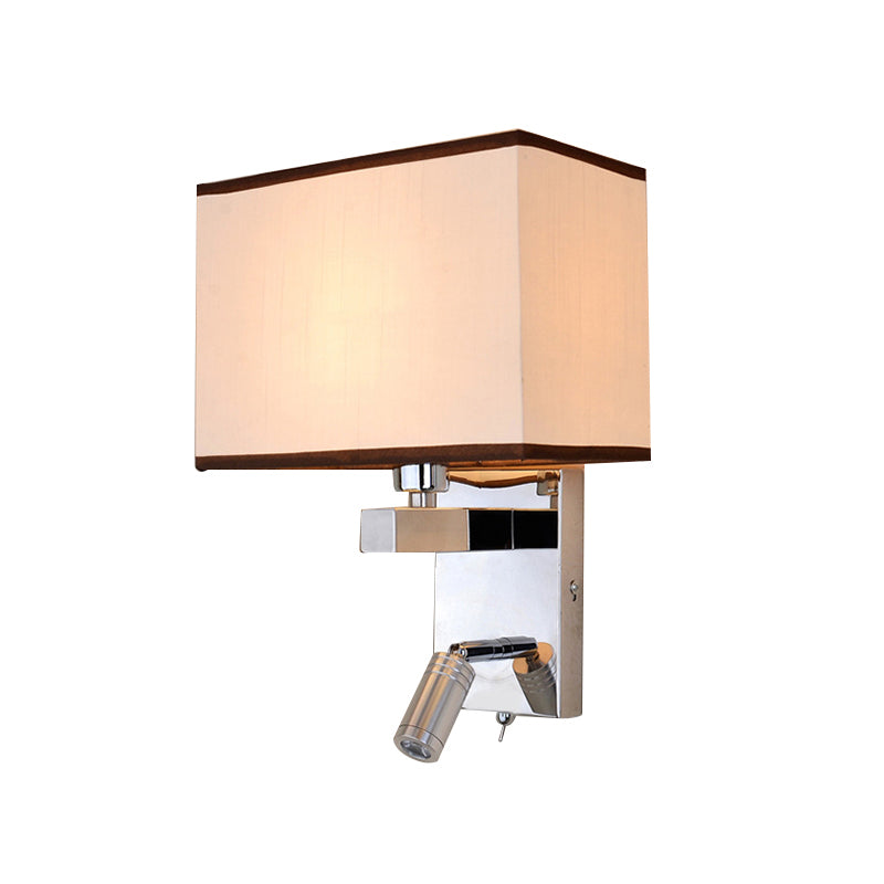 Contemporary Rectangle Wall Light Fixture Fabric LED Wall Sconce Lighting in Chrome with Spotlight Clearhalo 'Modern wall lights' 'Modern' 'Wall Lamps & Sconces' 'Wall Lights' Lighting' 145491