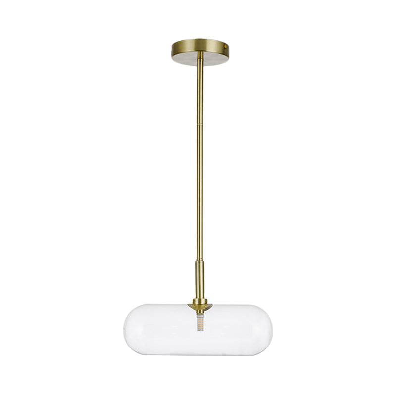 Minimalist Capsule Clear Glass Pendant Single-Bulb Suspended Lighting Fixture in Gold Clearhalo 'Ceiling Lights' 'Glass shade' 'Glass' 'Modern Pendants' 'Modern' 'Pendant Lights' 'Pendants' Lighting' 1454930