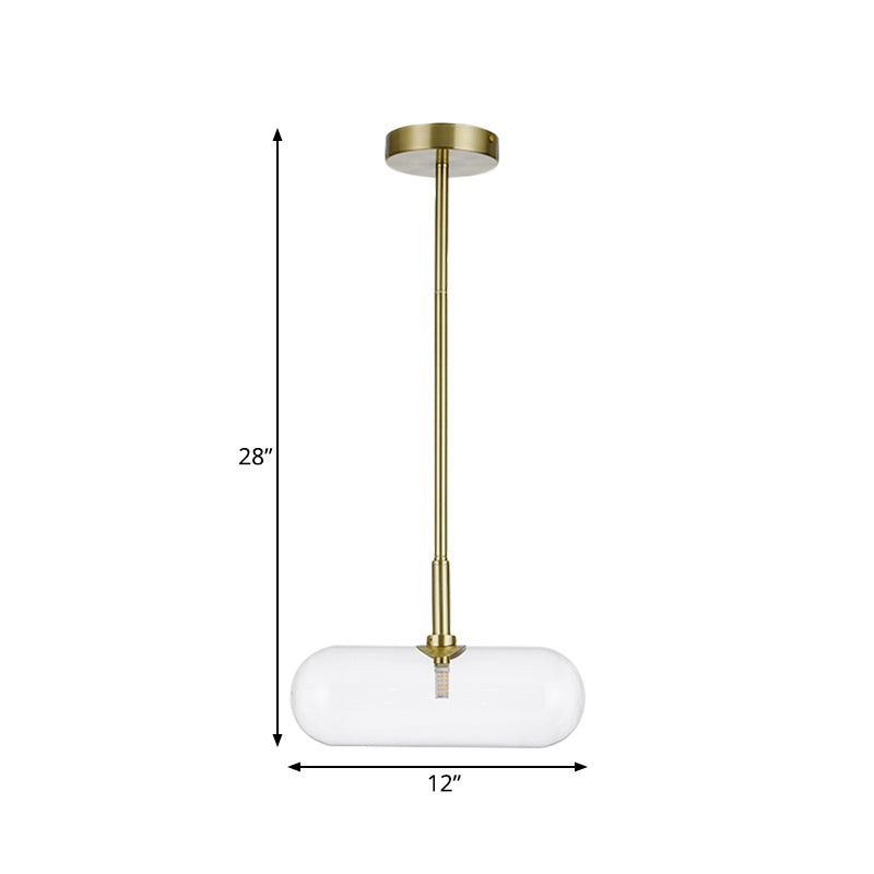 Minimalist Capsule Clear Glass Pendant Single-Bulb Suspended Lighting Fixture in Gold Clearhalo 'Ceiling Lights' 'Glass shade' 'Glass' 'Modern Pendants' 'Modern' 'Pendant Lights' 'Pendants' Lighting' 1454931