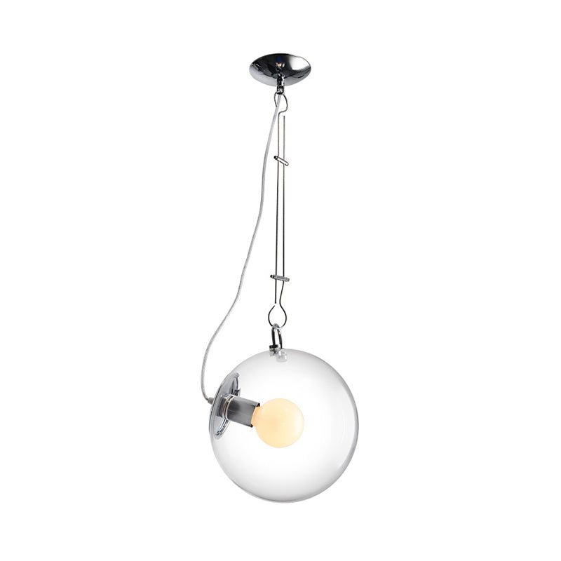 1-Light Bedside Ceiling Pendant Minimalist Chrome Hanging Light with Globe Clear Glass Shade Clearhalo 'Ceiling Lights' 'Glass shade' 'Glass' 'Modern Pendants' 'Modern' 'Pendant Lights' 'Pendants' Lighting' 1454935