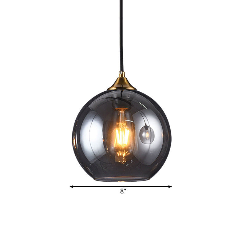 Dome Shade Suspended Lighting Fixture Retro Smoke Grey Glass Brass Pendant Light Fixture Clearhalo 'Ceiling Lights' 'Glass shade' 'Glass' 'Modern Pendants' 'Modern' 'Pendant Lights' 'Pendants' Lighting' 1455032