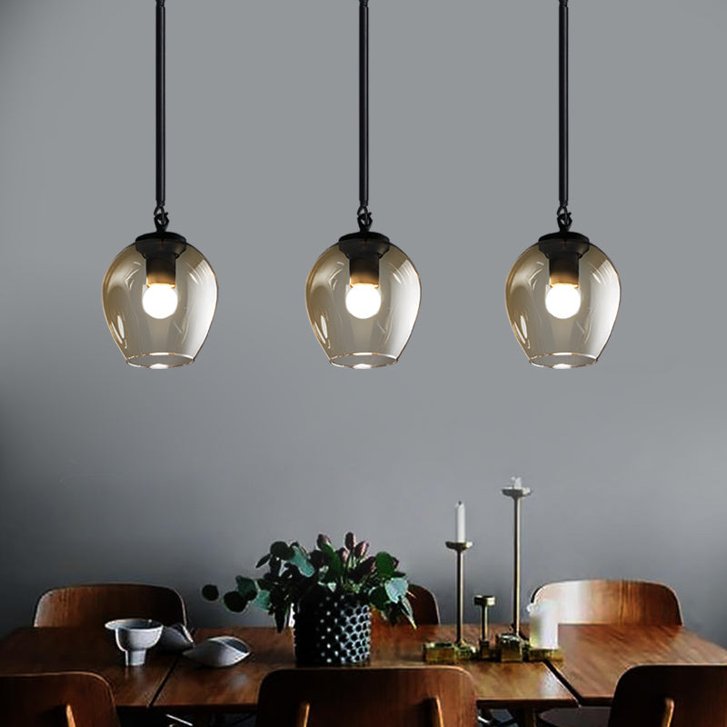 Retro Wine Cup Clear Dimple Glass Pendant 1 Head Hanging Ceiling Light in Black/Gold for Kitchen Clearhalo 'Ceiling Lights' 'Glass shade' 'Glass' 'Modern Pendants' 'Modern' 'Pendant Lights' 'Pendants' Lighting' 1455035