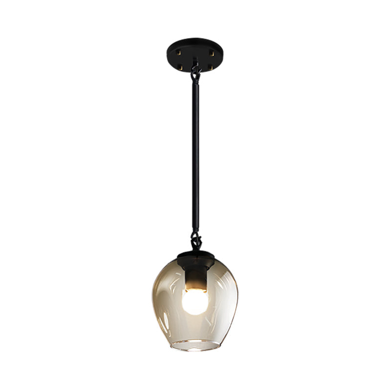 Retro Wine Cup Clear Dimple Glass Pendant 1 Head Hanging Ceiling Light in Black/Gold for Kitchen Clearhalo 'Ceiling Lights' 'Glass shade' 'Glass' 'Modern Pendants' 'Modern' 'Pendant Lights' 'Pendants' Lighting' 1455036