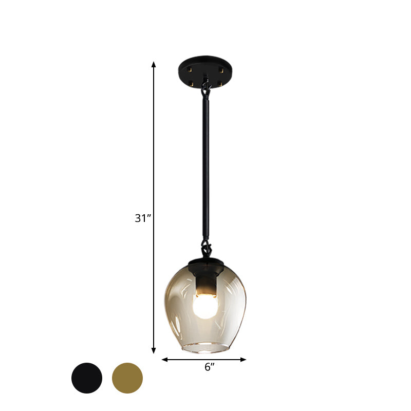 Retro Wine Cup Clear Dimple Glass Pendant 1 Head Hanging Ceiling Light in Black/Gold for Kitchen Clearhalo 'Ceiling Lights' 'Glass shade' 'Glass' 'Modern Pendants' 'Modern' 'Pendant Lights' 'Pendants' Lighting' 1455037