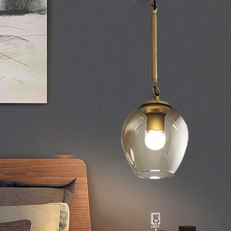 Retro Wine Cup Clear Dimple Glass Pendant 1 Head Hanging Ceiling Light in Black/Gold for Kitchen Gold Clearhalo 'Ceiling Lights' 'Glass shade' 'Glass' 'Modern Pendants' 'Modern' 'Pendant Lights' 'Pendants' Lighting' 1455038