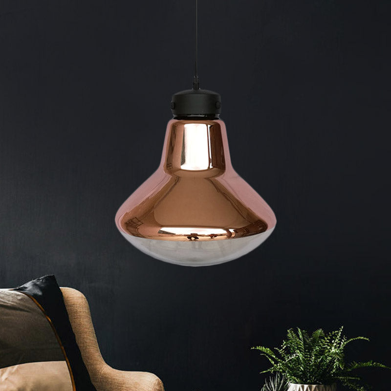 Droplet Ceiling Pendant Light Modernist Copper Mirrored Glass 1-Light Dining Room Suspension Lamp Copper Clearhalo 'Ceiling Lights' 'Chandeliers' 'Glass shade' 'Glass' 'Modern Pendants' 'Modern' 'Pendant Lights' 'Pendants' Lighting' 1455073