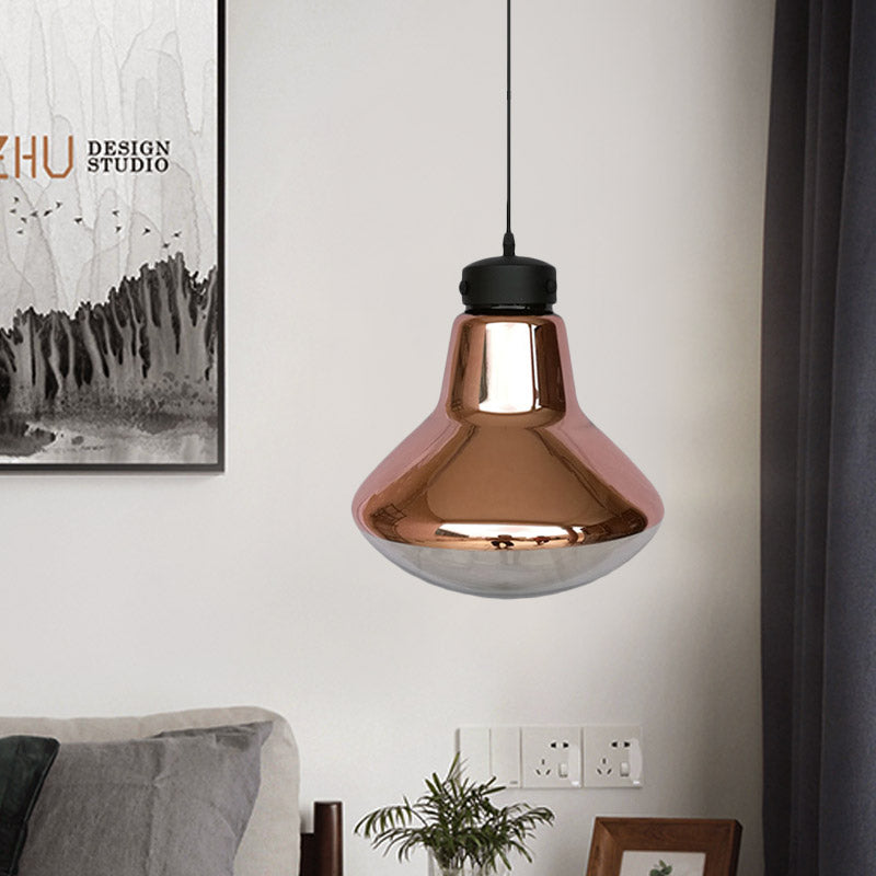 Droplet Ceiling Pendant Light Modernist Copper Mirrored Glass 1-Light Dining Room Suspension Lamp Clearhalo 'Ceiling Lights' 'Chandeliers' 'Glass shade' 'Glass' 'Modern Pendants' 'Modern' 'Pendant Lights' 'Pendants' Lighting' 1455074