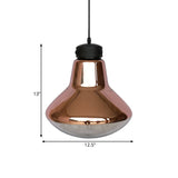 Droplet Ceiling Pendant Light Modernist Copper Mirrored Glass 1-Light Dining Room Suspension Lamp Clearhalo 'Ceiling Lights' 'Chandeliers' 'Glass shade' 'Glass' 'Modern Pendants' 'Modern' 'Pendant Lights' 'Pendants' Lighting' 1455077