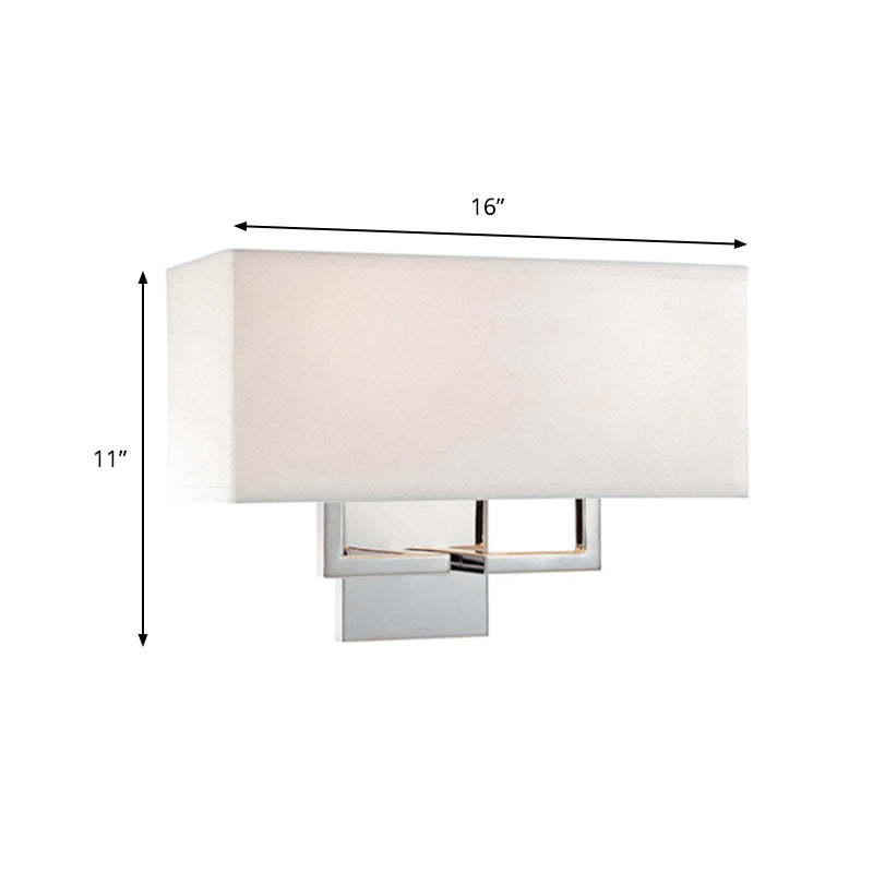 Modernism LED Wall Sconce with Fabric Shade Chrome Rectangular Wall Mount Light Fixture Clearhalo 'Modern wall lights' 'Modern' 'Wall Lamps & Sconces' 'Wall Lights' Lighting' 145510