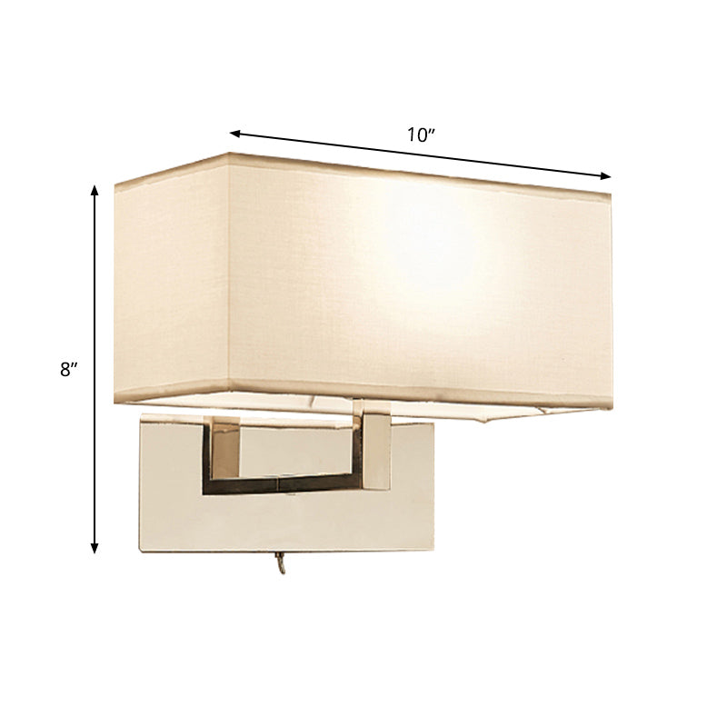 White Rectangle Wall Sconce Lighting Modernism Fabric LED Wall Mount Light for Bedroom Clearhalo 'Modern wall lights' 'Modern' 'Wall Lamps & Sconces' 'Wall Lights' Lighting' 145514