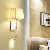 Fabric Tapered Wall Sconce Lighting Contemporary LED Sconce Light in Chrome for Living Room Chrome with Spot Light Clearhalo 'Modern wall lights' 'Modern' 'Wall Lamps & Sconces' 'Wall Lights' Lighting' 145519