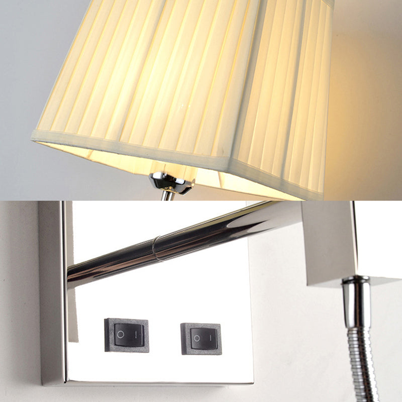 Fabric Tapered Wall Sconce Lighting Contemporary LED Sconce Light in Chrome for Living Room Clearhalo 'Modern wall lights' 'Modern' 'Wall Lamps & Sconces' 'Wall Lights' Lighting' 145523