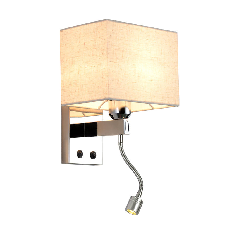 LED Rectangle Wall Mounted Lighting Modernism Fabric Sconce Light in Chrome for Bedroom Clearhalo 'Modern wall lights' 'Modern' 'Wall Lamps & Sconces' 'Wall Lights' Lighting' 145526