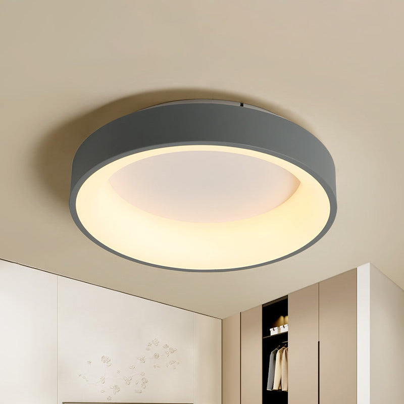 Round Flush Mount Recessed Lighting Simple Acrylic White/Grey 16/19.5 Inch W LED Ceiling Fixture with Hollow Design, Warm/White Light Grey Clearhalo 'Ceiling Lights' 'Close To Ceiling Lights' 'Close to ceiling' 'Flush mount' Lighting' 1455264