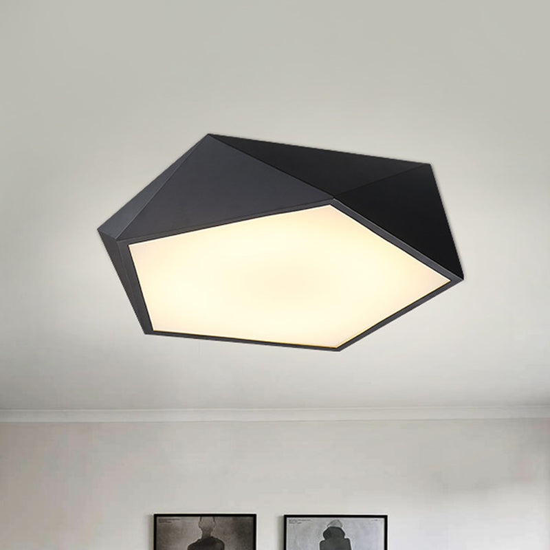 Modernist 3D Pentagon Flushmount Acrylic Bedroom 16.5/20.5/24.5 Inches Wide LED Ceiling Flush Light Fixture in Black, Warm/White Light Clearhalo 'Ceiling Lights' 'Close To Ceiling Lights' 'Close to ceiling' 'Flush mount' Lighting' 1455267