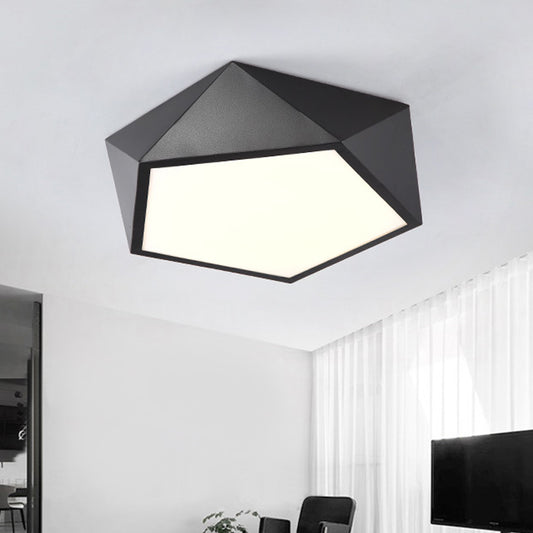 Modernist 3D Pentagon Flushmount Acrylic Bedroom 16.5/20.5/24.5 Inches Wide LED Ceiling Flush Light Fixture in Black, Warm/White Light Black Clearhalo 'Ceiling Lights' 'Close To Ceiling Lights' 'Close to ceiling' 'Flush mount' Lighting' 1455268