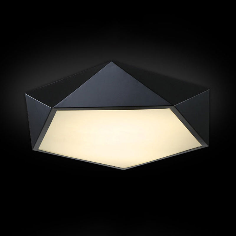 Modernist 3D Pentagon Flushmount Acrylic Bedroom 16.5/20.5/24.5 Inches Wide LED Ceiling Flush Light Fixture in Black, Warm/White Light Clearhalo 'Ceiling Lights' 'Close To Ceiling Lights' 'Close to ceiling' 'Flush mount' Lighting' 1455270