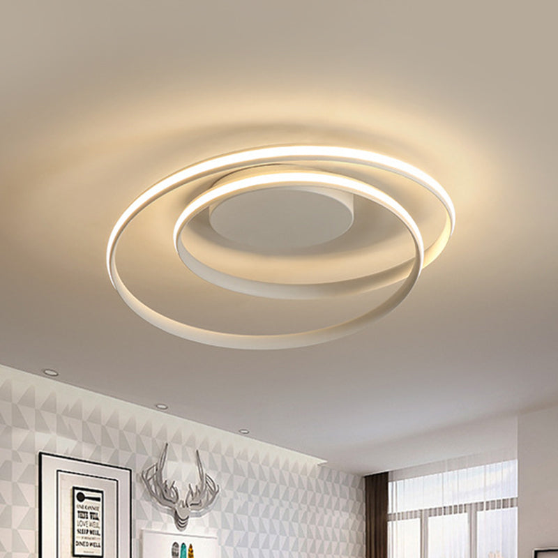 Twisting LED Flush Mount Ceiling Light Simplicity Aluminum Black/White Flush Mount Lamp in Warm/White/3 Color Light for Rental House Clearhalo 'Ceiling Lights' 'Close To Ceiling Lights' 'Close to ceiling' 'Flush mount' Lighting' 1455274