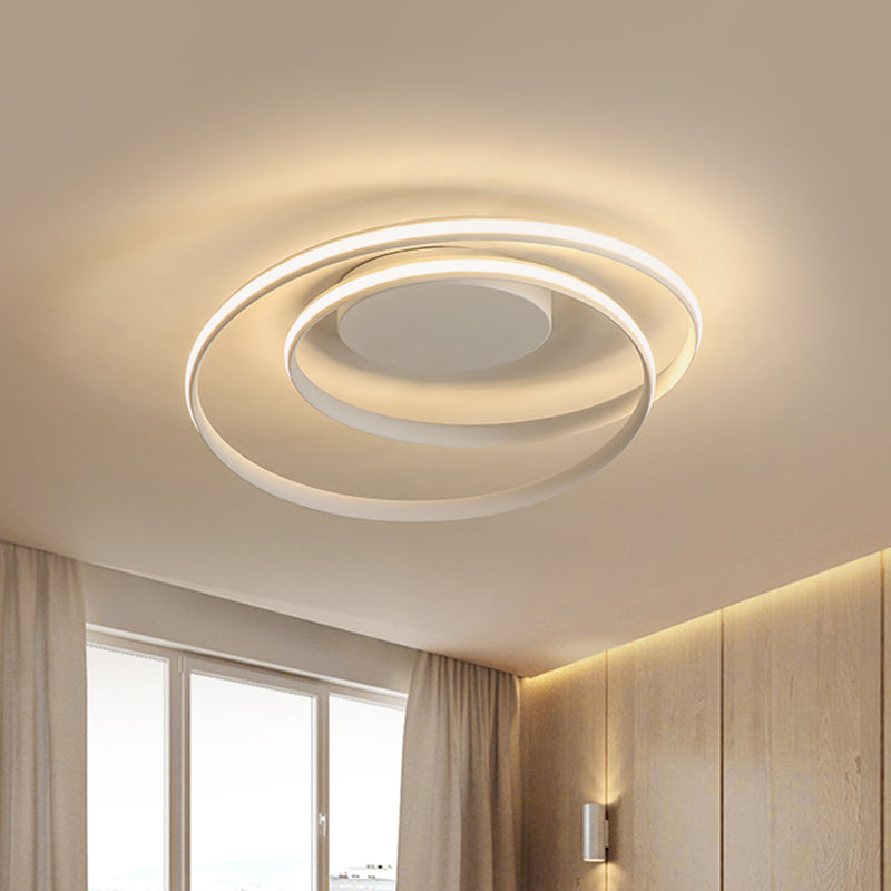 Twisting LED Flush Mount Ceiling Light Simplicity Aluminum Black/White Flush Mount Lamp in Warm/White/3 Color Light for Rental House White Clearhalo 'Ceiling Lights' 'Close To Ceiling Lights' 'Close to ceiling' 'Flush mount' Lighting' 1455275