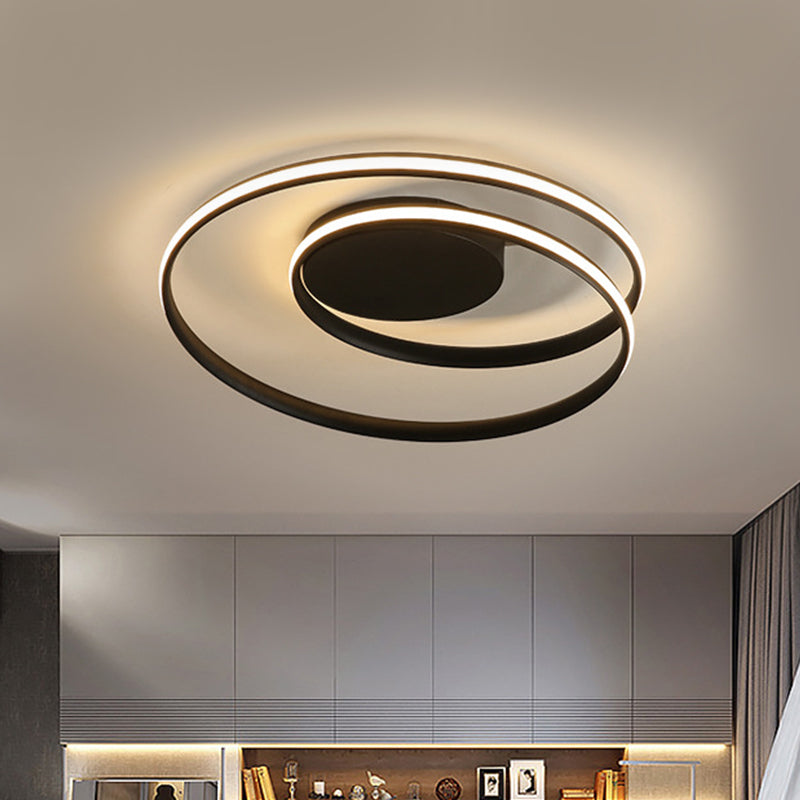 Twisting LED Flush Mount Ceiling Light Simplicity Aluminum Black/White Flush Mount Lamp in Warm/White/3 Color Light for Rental House Black Clearhalo 'Ceiling Lights' 'Close To Ceiling Lights' 'Close to ceiling' 'Flush mount' Lighting' 1455280