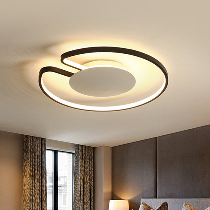 15"/19" W Minimal LED Flush Mount Light Iron White and Black Inner/Black and White Inner Hoop Ceiling Lamp with Open Design Black-White Clearhalo 'Ceiling Lights' 'Close To Ceiling Lights' 'Close to ceiling' 'Flush mount' Lighting' 1455293