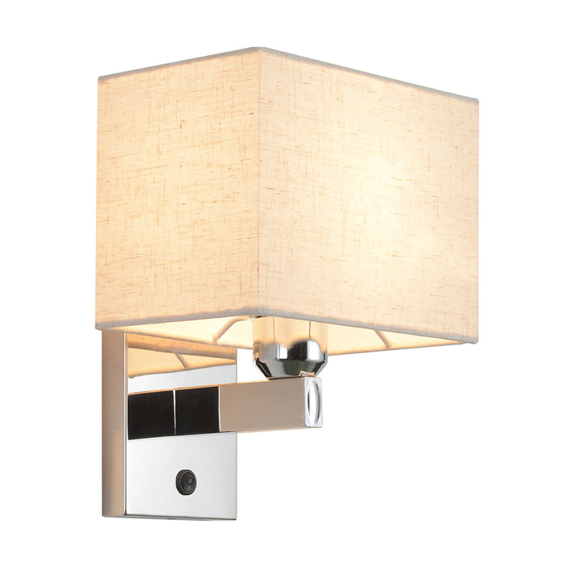 LED Rectangle Wall Mounted Lighting Modernism Fabric Sconce Light in Chrome for Bedroom Clearhalo 'Modern wall lights' 'Modern' 'Wall Lamps & Sconces' 'Wall Lights' Lighting' 145530