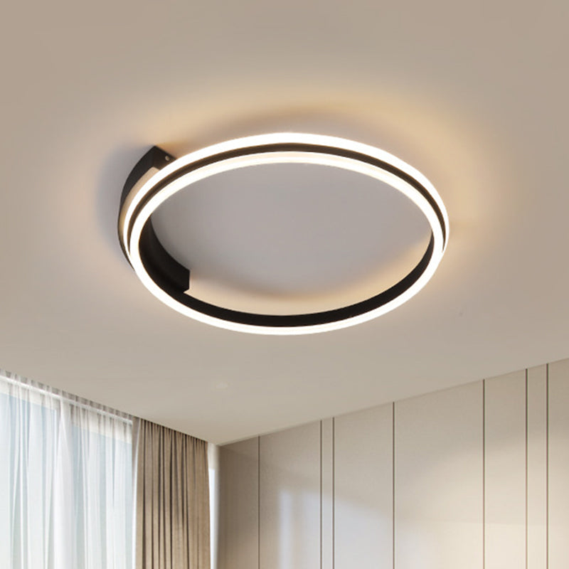 Acrylic Hoop Surface Ceiling Light Minimal Black 16.5"/20.5" Wide LED Flush Mount Recessed Lighting in Warm/White Light Clearhalo 'Ceiling Lights' 'Close To Ceiling Lights' 'Close to ceiling' 'Flush mount' Lighting' 1455302