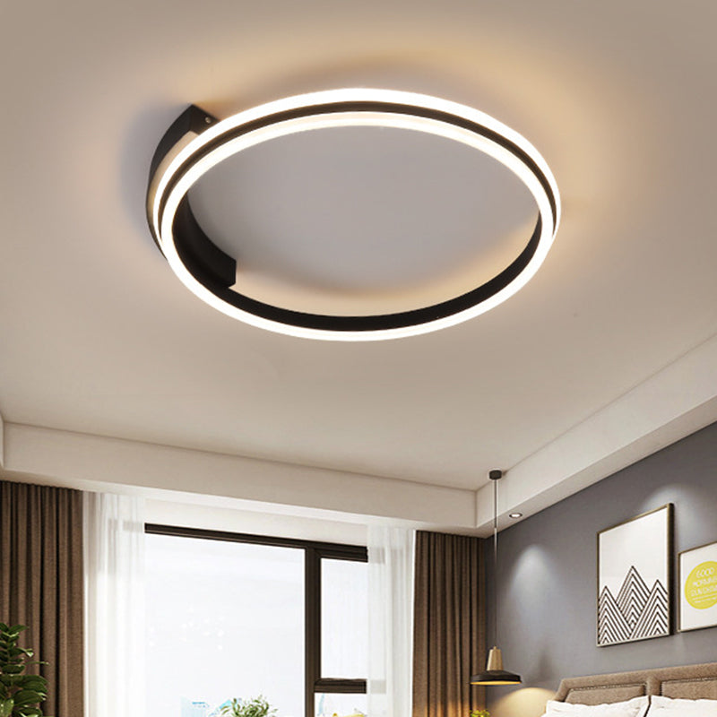 Acrylic Hoop Surface Ceiling Light Minimal Black 16.5"/20.5" Wide LED Flush Mount Recessed Lighting in Warm/White Light Black Clearhalo 'Ceiling Lights' 'Close To Ceiling Lights' 'Close to ceiling' 'Flush mount' Lighting' 1455303