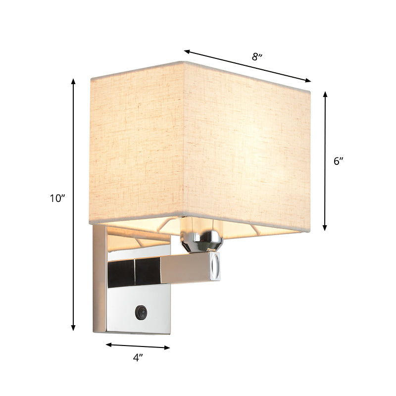 LED Rectangle Wall Mounted Lighting Modernism Fabric Sconce Light in Chrome for Bedroom Clearhalo 'Modern wall lights' 'Modern' 'Wall Lamps & Sconces' 'Wall Lights' Lighting' 145531