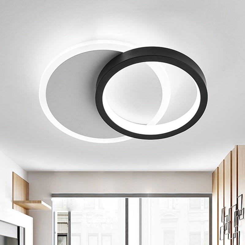 Ring-Panel Combined Mini LED Flush Mount Minimalism Acrylic Black-White Close to Ceiling Light Fixture Black-White Clearhalo 'Ceiling Lights' 'Close To Ceiling Lights' 'Close to ceiling' 'Flush mount' Lighting' 1455326