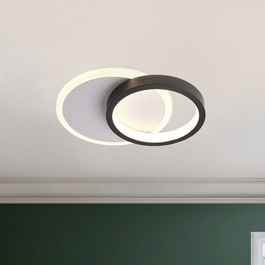 Ring-Panel Combined Mini LED Flush Mount Minimalism Acrylic Black-White Close to Ceiling Light Fixture Clearhalo 'Ceiling Lights' 'Close To Ceiling Lights' 'Close to ceiling' 'Flush mount' Lighting' 1455327