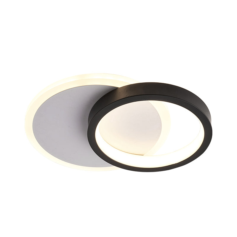 Ring-Panel Combined Mini LED Flush Mount Minimalism Acrylic Black-White Close to Ceiling Light Fixture Clearhalo 'Ceiling Lights' 'Close To Ceiling Lights' 'Close to ceiling' 'Flush mount' Lighting' 1455328